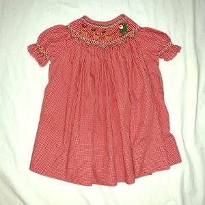 Baby girls Christmas Santa reindeer smocked dress